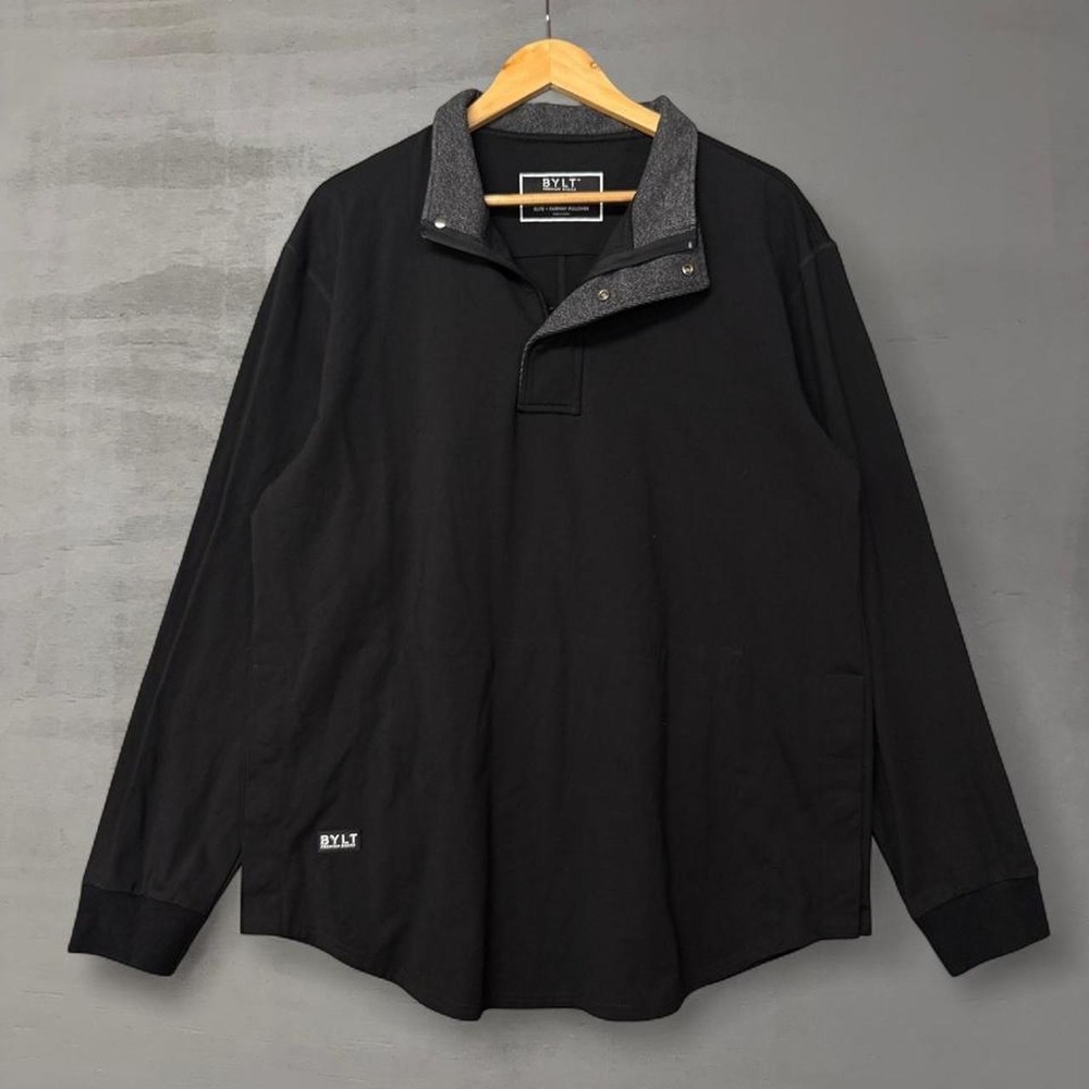 BYLT Elite Fairway Snap Side Golf Pullover Black Quarter Zip Snap Neck XL